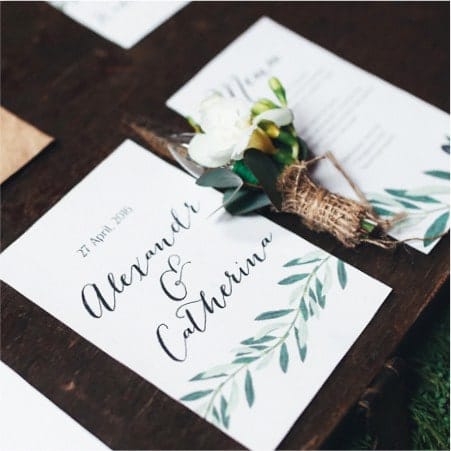Fancy invite with small flower bouquet