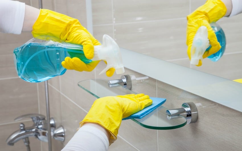 Image of cleaning the bathroom
