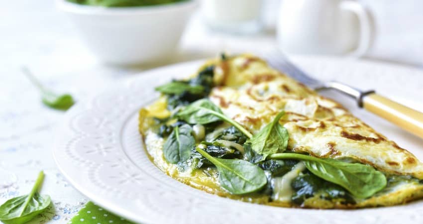 Omelette and greens