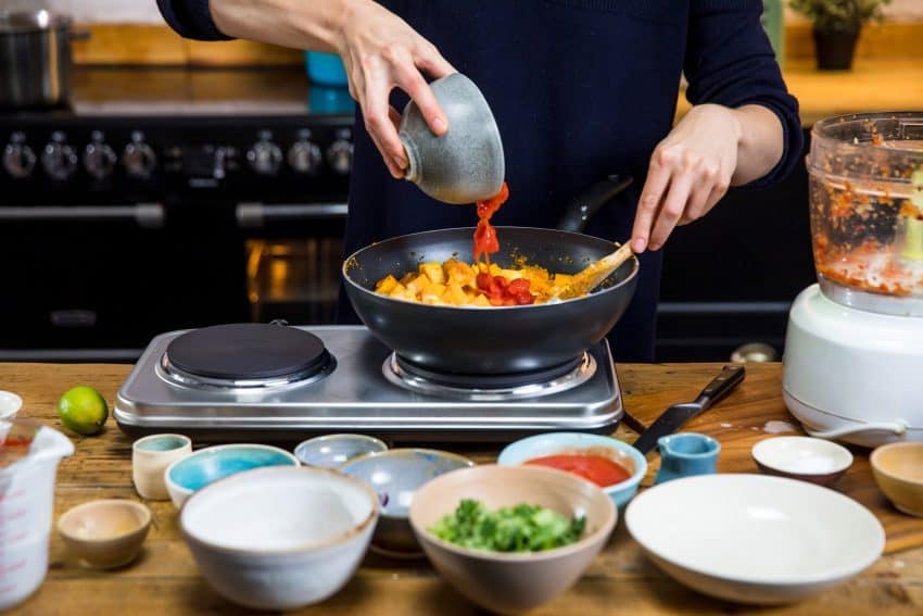 add tomatoes to butternut curry