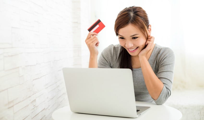 Woman online shopping
