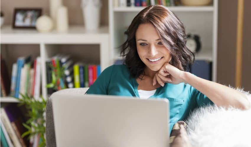 Woman selling goods online