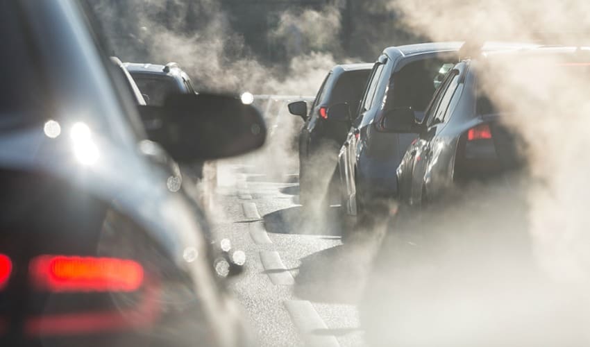 Exhaust fumes in traffic