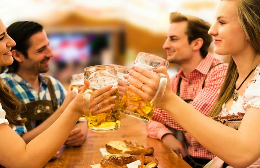 People cheersing at Oktoberfest