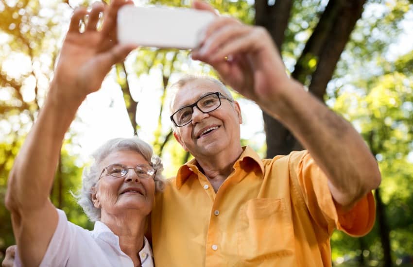 Pensioners taking a selfie