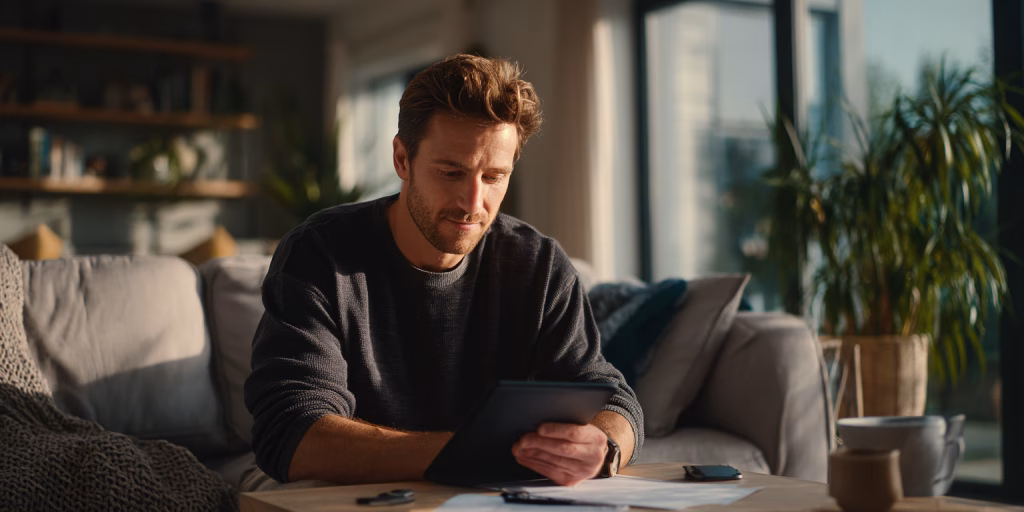 Person comparing short-term loan alternatives on laptop in UK home