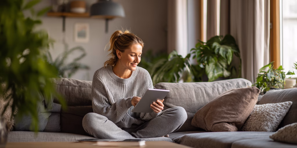 Person comparing £1500 loan alternatives on tablet in UK home