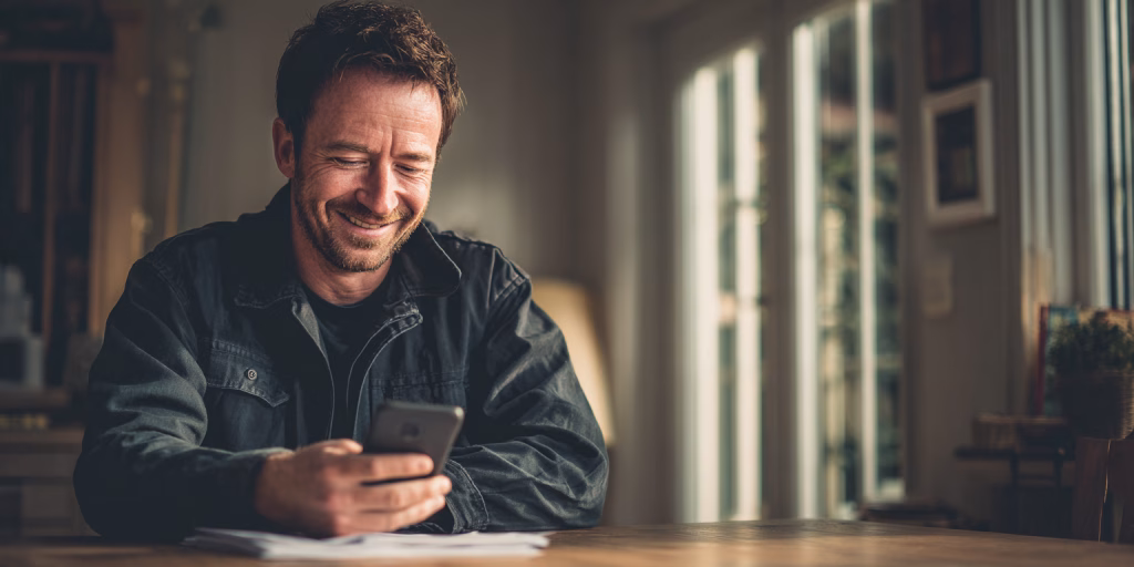 Customer completing online cash loan application on laptop in comfortable UK home